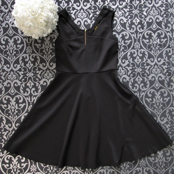 NORDSTROM Black Fit & Flare Cut Out Scuba Dress 2 - Picture 7 of 8